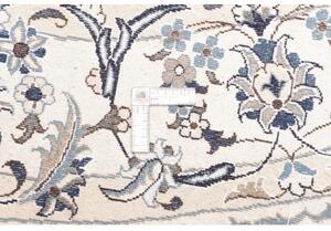 Tappeto Nain Kashmar Medaglione Floreale Rosso Bianco Avorio Rotondo 198x204 Cm