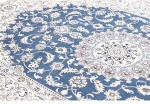 Tappeto Nain Kashmar Medaglione Floreale Blu Avorio 197x312 Cm