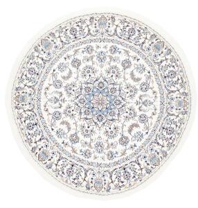 Tappeto Nain Kashmar Medaglione Floreale Avorio Blu Rotondo 244x246 Cm