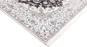 Tappeto Nain Kashmar Medaglione Floreale Blu Scuro Avorio 198x303 Cm