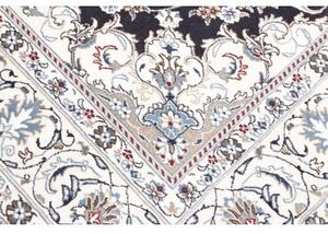 Tappeto Nain Kashmar Medaglione Floreale Blu Scuro Avorio 198x303 Cm