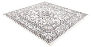 Tappeto Nain Kashmar Medaglione Floreale Avorio Blu Quadrato 192x200 Cm