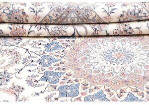 Tappeto Nain Kashmar Medaglione Floreale Avorio Blu 297x400 Cm