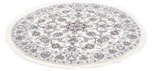 Tappeto Nain Kashmar Medaglione Floreale Avorio Blu Cobalto Rotondo 138x150 Cm