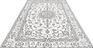 Tappeto Nain Kashmar Medaglione Floreale Avorio Blu 195x293 Cm