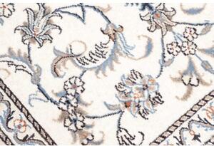 Tappeto Nain Kashmar Medaglione Floreale Avorio Blu 86x138 Cm