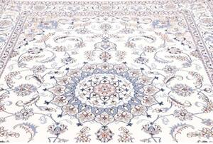 Tappeto Nain Kashmar Medaglione Floreale Avorio Blu 200x303 Cm