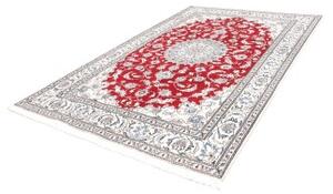 Tappeto Nain Kashmar Medaglione Floreale Rosso Bianco Avorio 198x293 Cm