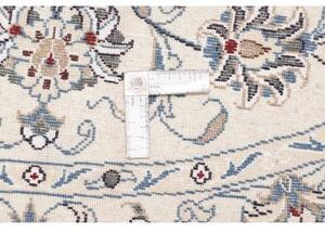 Tappeto Nain Kashmar Medaglione Floreale Avorio Blu Cobalto Rotondo 138x150 Cm