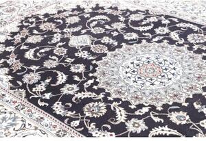 Tappeto Nain Kashmar Medaglione Floreale Blu Scuro Avorio 198x303 Cm