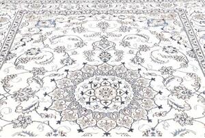Tappeto Nain Kashmar Medaglione Floreale Avorio Blu 195x293 Cm