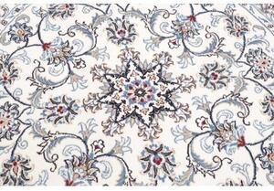 Tappeto Nain Kashmar Medaglione Floreale Avorio Blu Cobalto Rotondo 138x150 Cm
