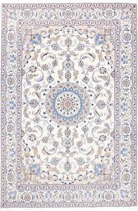 Tappeto Nain Kashmar Medaglione Floreale Avorio Blu 200x303 Cm