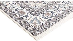 Tappeto Nain Kashmar Medaglione Floreale Avorio Blu Quadrato 192x200 Cm