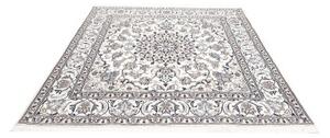 Tappeto Nain Kashmar Medaglione Floreale Avorio Blu Quadrato 192x200 Cm
