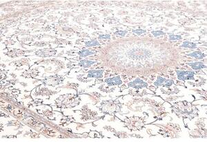 Tappeto Nain Kashmar Medaglione Floreale Avorio Blu 297x400 Cm