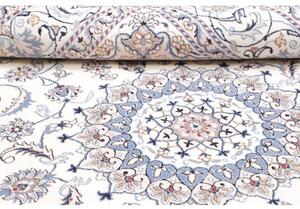 Tappeto Nain Kashmar Medaglione Floreale Avorio Blu 200x303 Cm