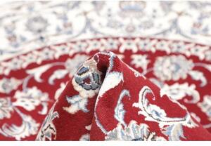 Tappeto Nain Kashmar Medaglione Floreale Rosso Bianco Avorio Rotondo 198x204 Cm