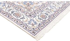 Tappeto Nain Kashmar Medaglione Floreale Avorio Blu 200x303 Cm