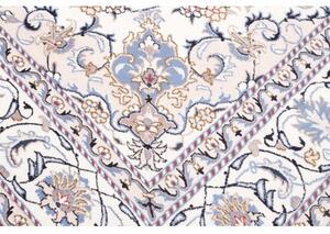 Tappeto Nain Kashmar Medaglione Floreale Avorio Blu 200x303 Cm