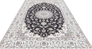 Tappeto Nain Kashmar Medaglione Floreale Blu Scuro Avorio 198x303 Cm