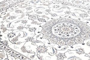 Tappeto Nain Kashmar Medaglione Floreale Avorio Blu 195x293 Cm
