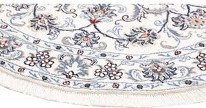 Tappeto Nain Kashmar Medaglione Floreale Avorio Blu Cobalto Rotondo 138x150 Cm
