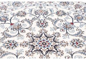 Tappeto Nain Kashmar Medaglione Floreale Avorio Blu Cobalto Rotondo 138x150 Cm