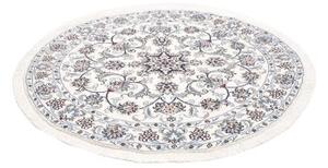 Tappeto Nain Kashmar Medaglione Floreale Avorio Blu Cobalto Rotondo 138x150 Cm