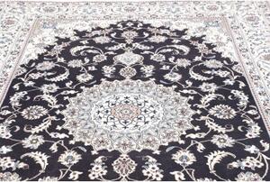 Tappeto Nain Kashmar Medaglione Floreale Blu Scuro Avorio 198x303 Cm