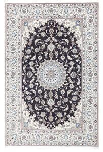 Tappeto Nain Kashmar Medaglione Floreale Blu Scuro Avorio 198x303 Cm