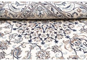 Tappeto Nain Kashmar Medaglione Floreale Avorio Blu Quadrato 192x200 Cm