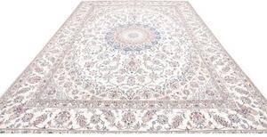 Tappeto Nain Kashmar Medaglione Floreale Avorio Blu 297x400 Cm
