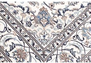 Tappeto Nain Kashmar Medaglione Floreale Avorio Blu Quadrato 192x200 Cm