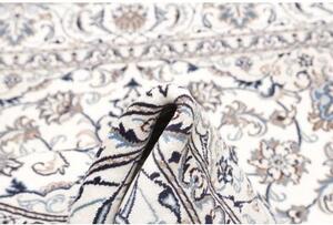 Tappeto Nain Kashmar Medaglione Floreale Avorio Blu Quadrato 192x200 Cm