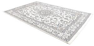 Tappeto Nain Kashmar Medaglione Floreale Avorio Blu 195x293 Cm