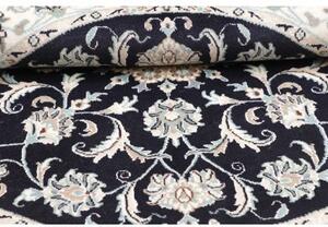Tappeto Nain Kashmar Medaglione Floreale Blu Notte Avorio Rotondo 145x150 Cm