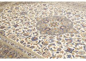 Tappeto Kashan Medaglione Floreale Avorio Blu 252x367 Cm