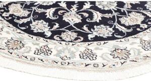 Tappeto Nain Kashmar Medaglione Floreale Blu Notte Avorio Rotondo 145x150 Cm