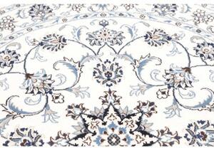 Tappeto Nain Kashmar Medaglione Floreale Avorio Blu Rotondo 140x150 Cm
