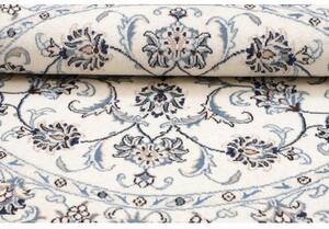 Tappeto Nain Kashmar Medaglione Floreale Avorio Blu Rotondo 140x150 Cm