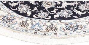 Tappeto Nain Kashmar Medaglione Floreale Blu Scuro Avorio Rotondo 140x150 Cm
