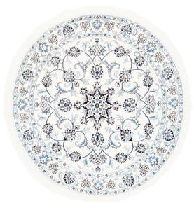 Tappeto Nain Kashmar Medaglione Floreale Bianco Blu Rotondo 140x150 Cm