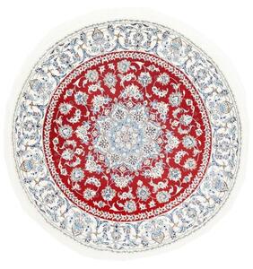 Tappeto Nain Kashmar Medaglione Floreale Rosso Bianco Rotondo 200x202 Cm
