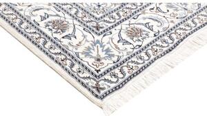 Tappeto Nain Kashmar Medaglione Floreale Avorio Blu Quadrato 194x200 Cm