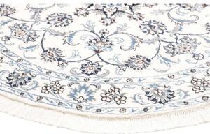 Tappeto Nain Kashmar Medaglione Floreale Avorio Blu Rotondo 140x150 Cm