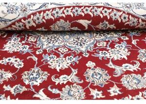Tappeto Nain Kashmar Medaglione Floreale Rosso Bianco Avorio Rotondo 198x204 Cm
