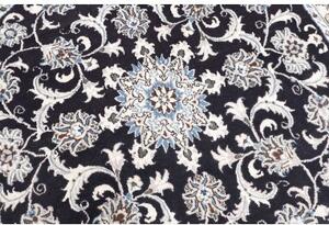 Tappeto Nain Kashmar Medaglione Floreale Blu Scuro Bianco Rotondo 140x145 Cm