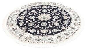 Tappeto Nain Kashmar Medaglione Floreale Blu Notte Avorio Rotondo 145x150 Cm