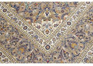Tappeto Kashan Medaglione Floreale Avorio Blu 252x367 Cm